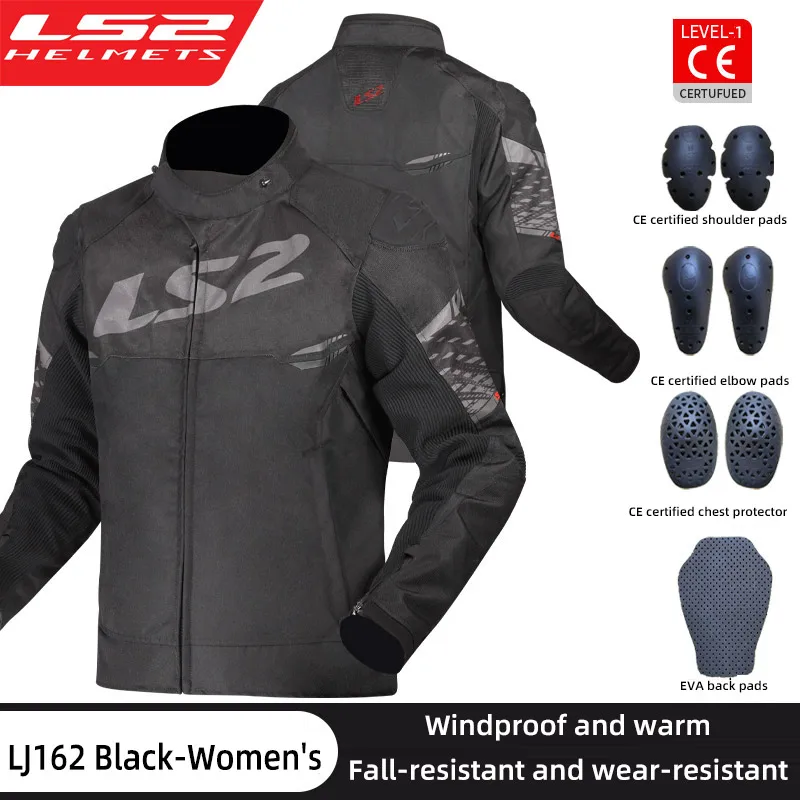 LS2 Motorcycle Jacket Autumn Winter Waterproof Windproof Warm Motorbike Jacket Men Women CE Anti-fall Motocross Riding Clothing