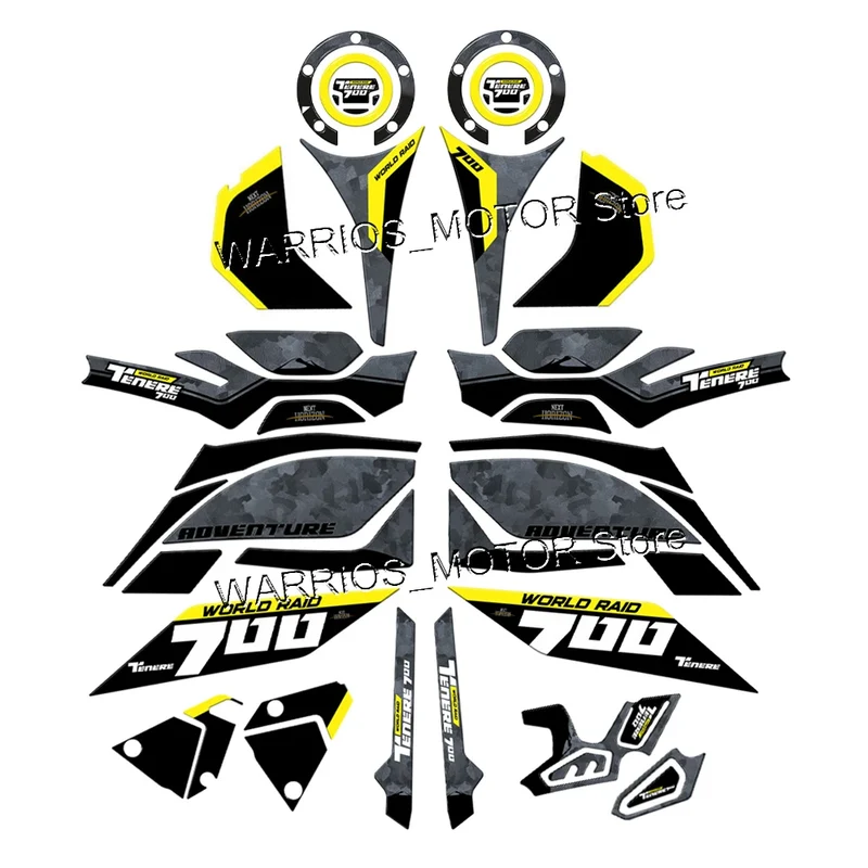 Tenere 700 Stickers Motorcycle Accessories 3D Epoxy Resin Protection Decal Stickers Kit for Yamaha Tenere 700 World Raid 2023